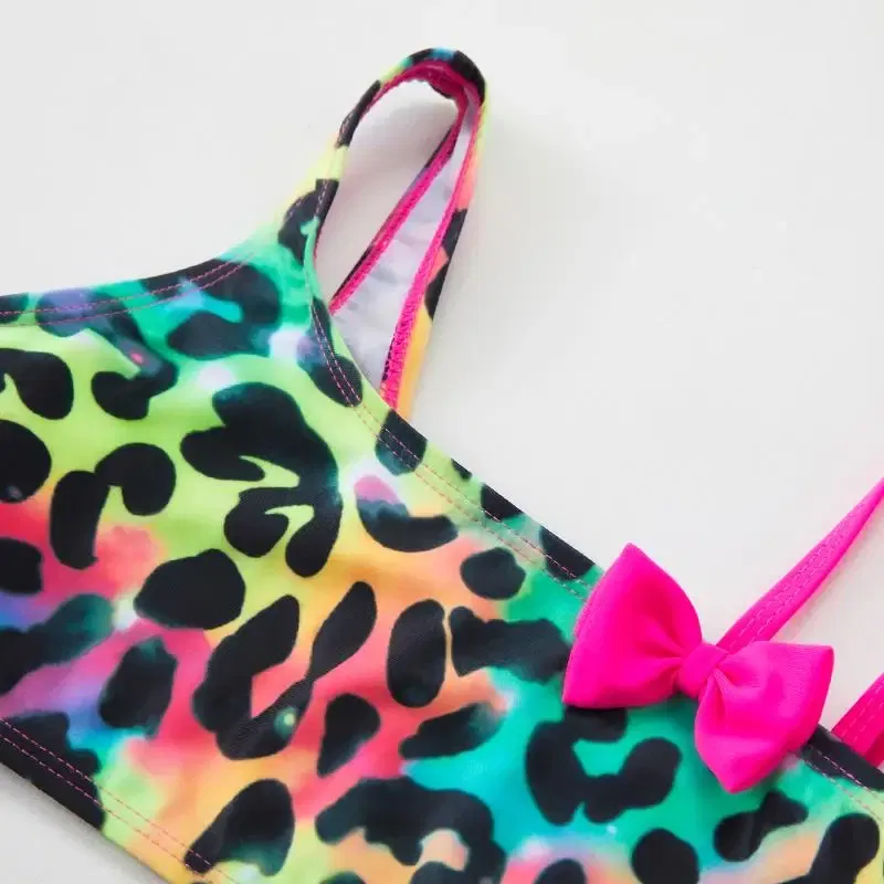 Color: Dark Grey, Size: M - Lilo Stitch Gilrs Bow Bikini Set Trendy Two-Piece Swimsuits for Summer Stylish Beachwear Pool Fashion Bathing Suits 3-12Y