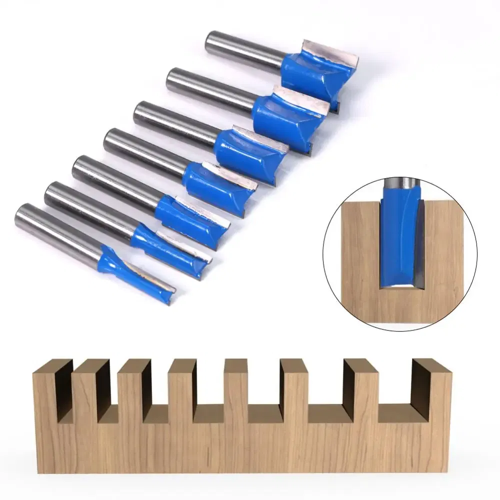 Cutting Edge Length: 5.5mm - 1PCS 8mm Shank Straight Woodworking Router Bit Set Carpenter Milling Cutter 6/8/10/12/14/18/20mm Cutting Diameter