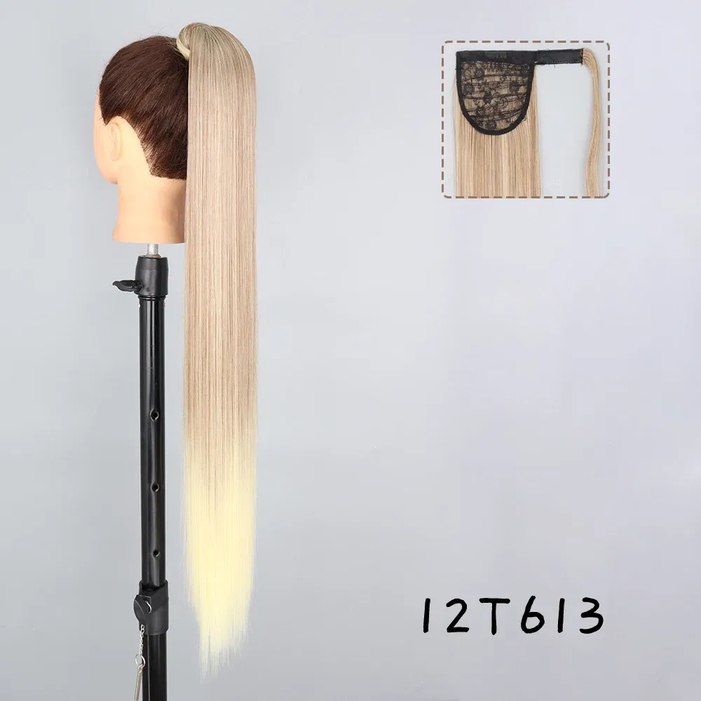 Color: #35, Stretched Length: 22inches - AZQUEEN Straight Synthetic Hairpiece With Ponytail 85cm Super Long Wrap Around Clip In Hair Extensions Pony Tail For Daily Wear