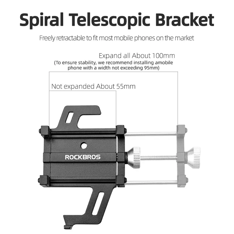 Color: Yellow - ROCKBROS Phone Holder Motorcycle Electric Bicycle Smartphone CNC Aluminum Alloy Bracket Five Claws Mechanical Bike Phone Holder