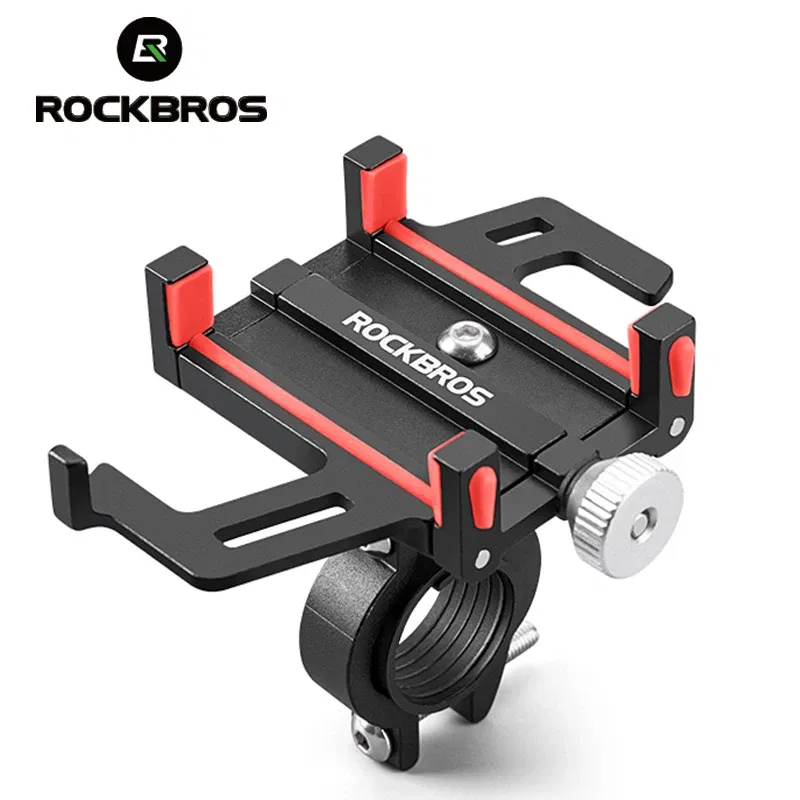 Color: Yellow - ROCKBROS Phone Holder Motorcycle Electric Bicycle Smartphone CNC Aluminum Alloy Bracket Five Claws Mechanical Bike Phone Holder