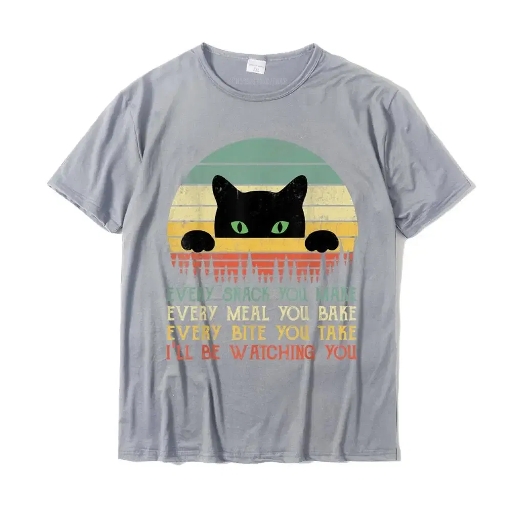 Color: GRAY, Size: M - Every Snack You Make Cat Funny Cat Mom Cat Mama Cat Dad T-Shirt Cotton T Shirts For Men Custom T Shirt Rife Printed
