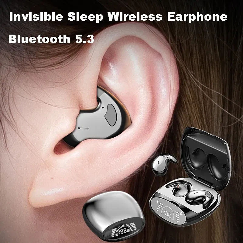 Color: WHITE, Ships From: CHINA - Sleep Invisible Earbuds Tiny Mini Headphones Hidden Noise Cancelling TWS Wireless Headsets Sports Stereo Bluetooth 5.3 Earphone