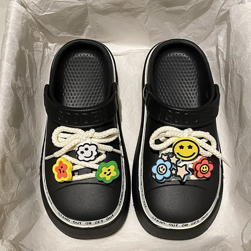 Color: Blue, Shoe Size: 21 - Women Sandals 2024 New Arrival Elegant Clogs Fashion Street Beach Slides Height Increasing Slippers For Girls