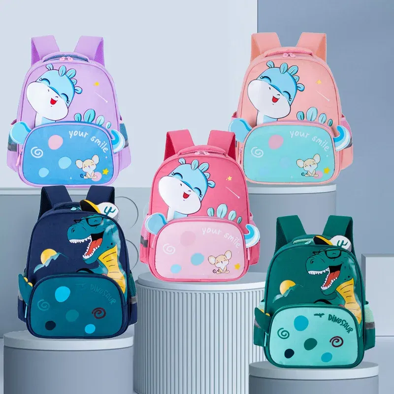 Color: Beige - Kindergarten School Bag Cartoon Dinosaur Baby Boys Backpacks for Preschool Kids Satchel 2-6 Years Cute Schoolbag Mochila Escolar