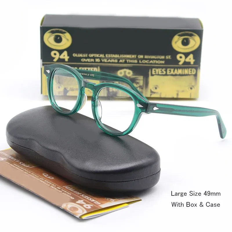 Frame Color: Red, Prescription Type: Single Version, Lens Index: 1.74, Lens Function: Photo Brown - Customized Prescription Glasses Men Frame Johnny Depp Lemtosh Photochromic Anti-Blue Light Myopia Hyperopia Round Eyeglasses