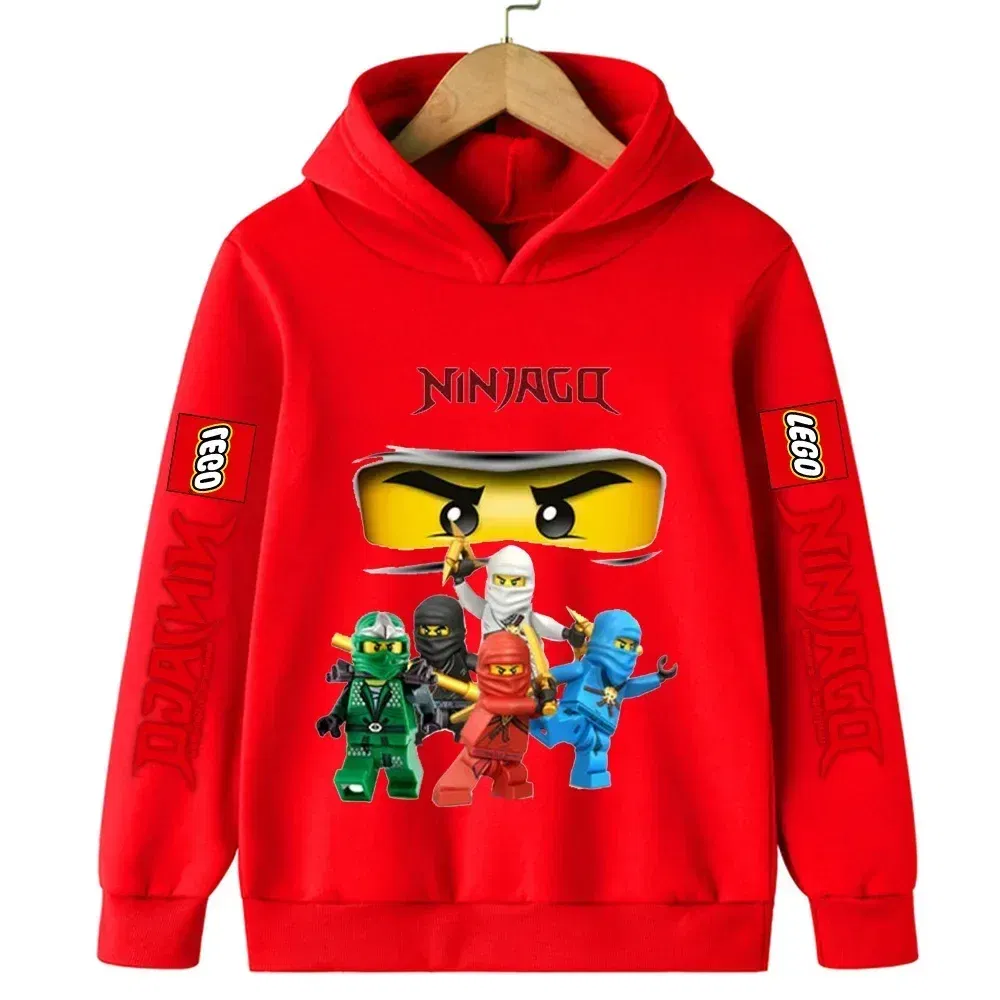 Color: green, Kid Size: 17 - Lego Phantom Ninja Cartoon Children's Hooded Hoodies Casual Sports Sweatshirt 3-13 Year Old Boy Kid Baby Girls Clothes Pullover