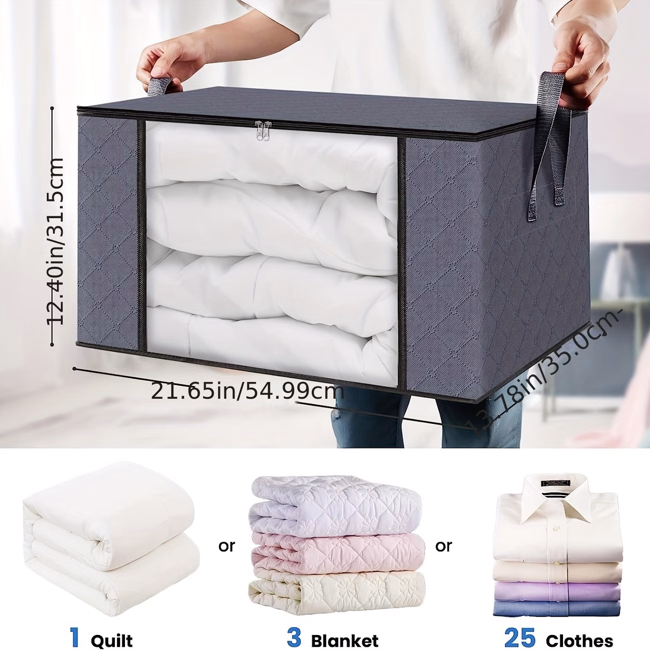 Large-Capacity, Foldable Fabric Storage Boxes – Spacious, Portable, and Compressible for Under-Bed Storage