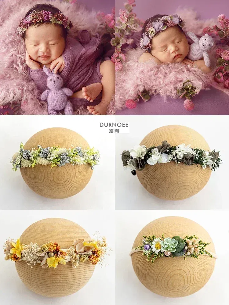 Color: Light Khaki - Baby Headband Newborn Photography Flower Headbands  Baby Photo Infant Headwear