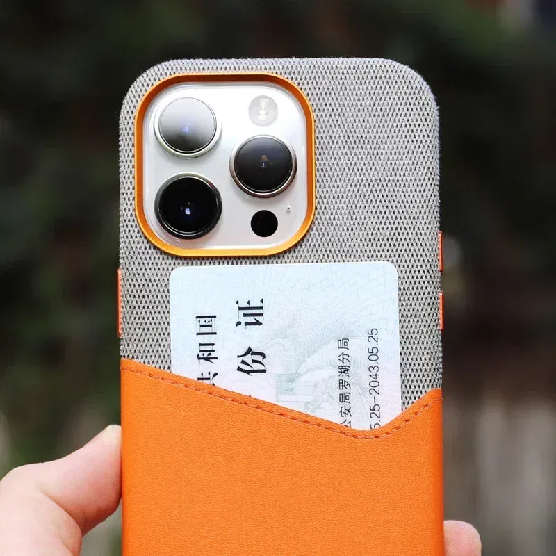 Color: Clear, Material: Aluminum - Card Holder MagSafe Leather Phone Case For iPhone 14 16 Pro Max 13 15 Pro 12 Pocket Wireless Charging Alloy Lens Hit Color Cover