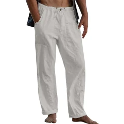 Men's Casual Solid Color Cotton Linen Pants