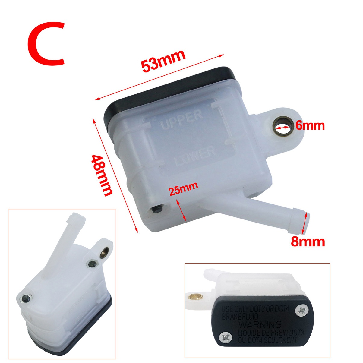 Color: Silver - Universal Motorcycle Lever Brake Oil Tank Foot Brake Master Cylinder Oil Cup Fluid Bottle Reservoir Dirt Bike Scooter Pitbike