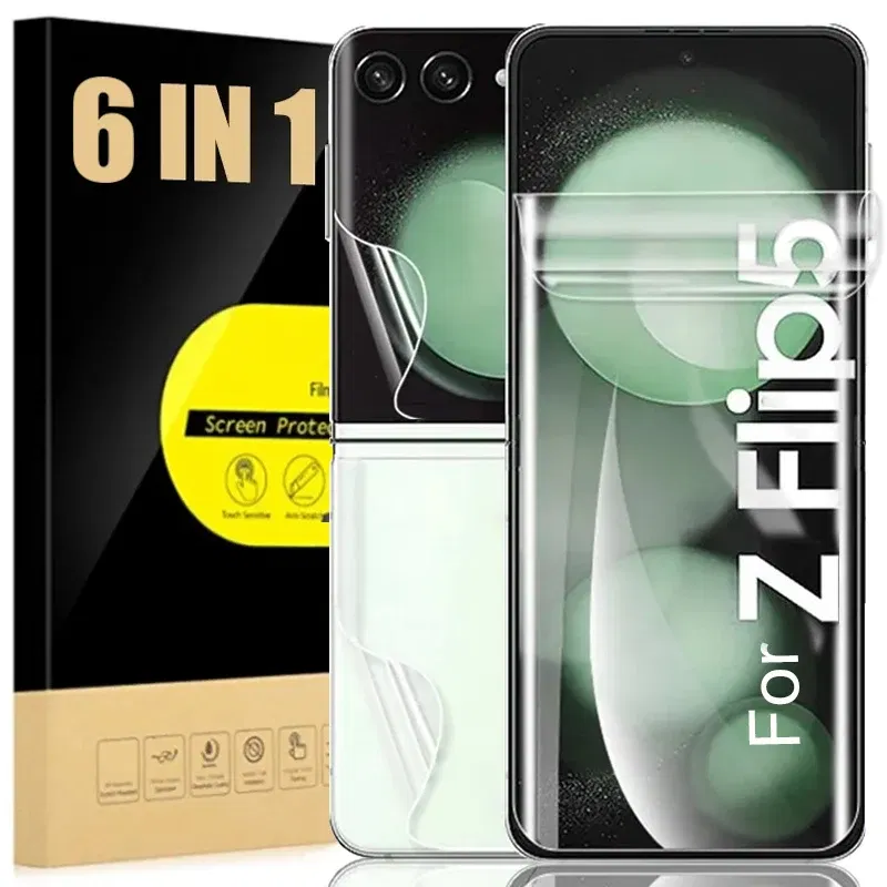 Color: Transparent - For Samsung Galaxy Z Flip 5 Z Flip5 5G Phone Screen Protectors Front Back Inner HD Soft Hydrogel Film Anti-Scratch Protection