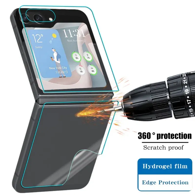 Color: Transparent - For Samsung Galaxy Z Flip 5 Z Flip5 5G Phone Screen Protectors Front Back Inner HD Soft Hydrogel Film Anti-Scratch Protection