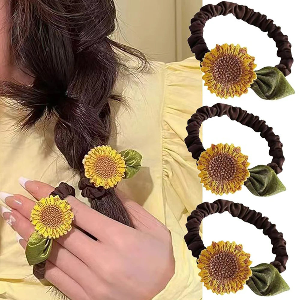 3Pcs/Set Flower Hair tie Rubber Band Hair Rope Elegant Elastic Hair Band Hair Accessories