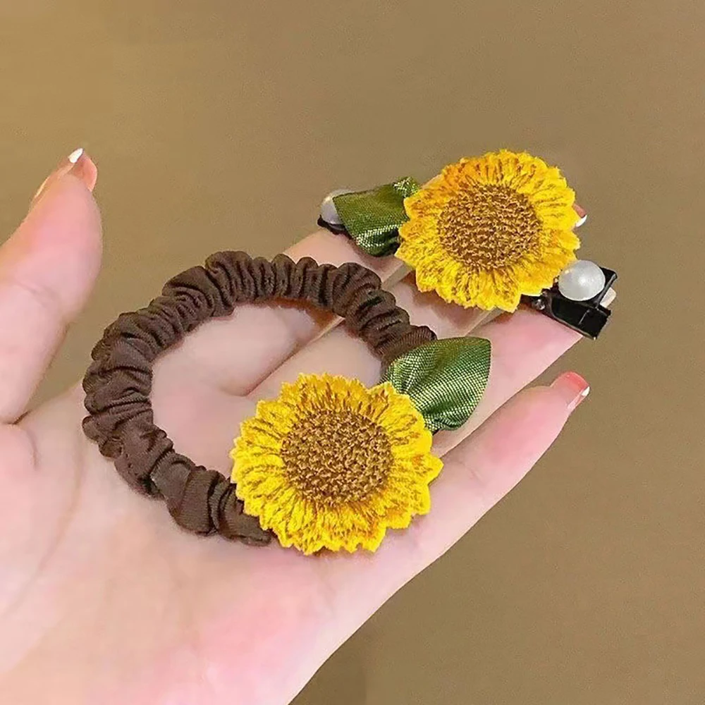 3Pcs/Set Flower Hair tie Rubber Band Hair Rope Elegant Elastic Hair Band Hair Accessories