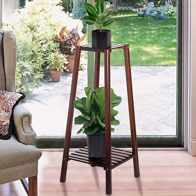 wisfor Contemporary Bamboo Plant Stand – Tall Indoor/Outdoor Garden Planter Rack for Living Room and Balcony