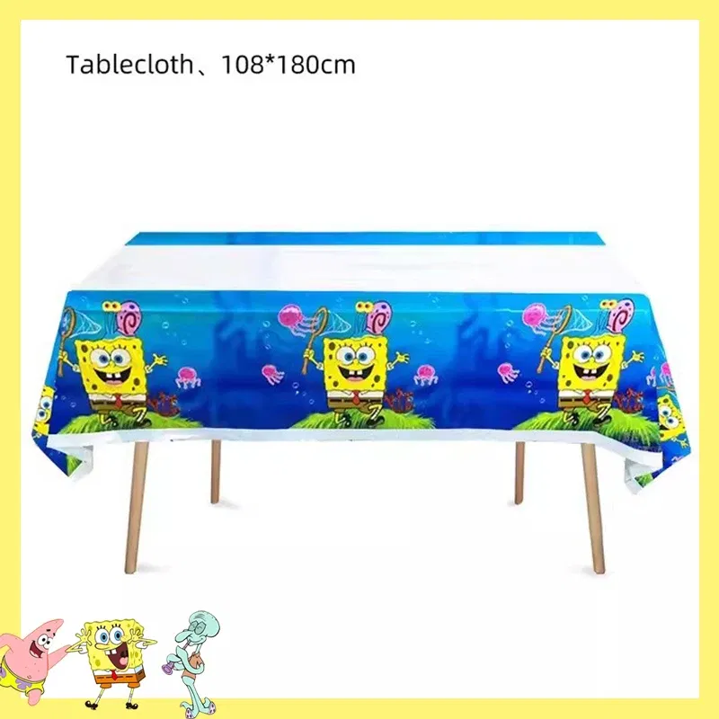 Color: Yellow - SpongeBob Party Decorations Disposable Tableware Cup Baby Shower Birthday Theme Plate Tablecloth Kids Birthday Party