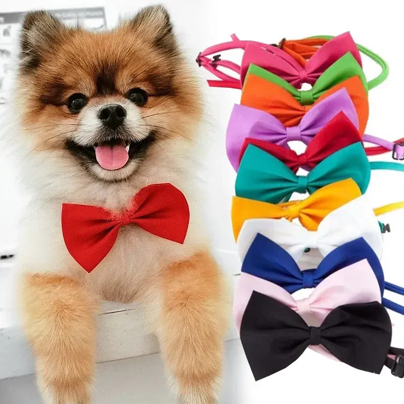 Color: Pink - Pet Dog Cat Necklace Adjustable Strap for Cat Collar Dogs Accessories pet dog bow tie puppy bow ties dog Pet supplies