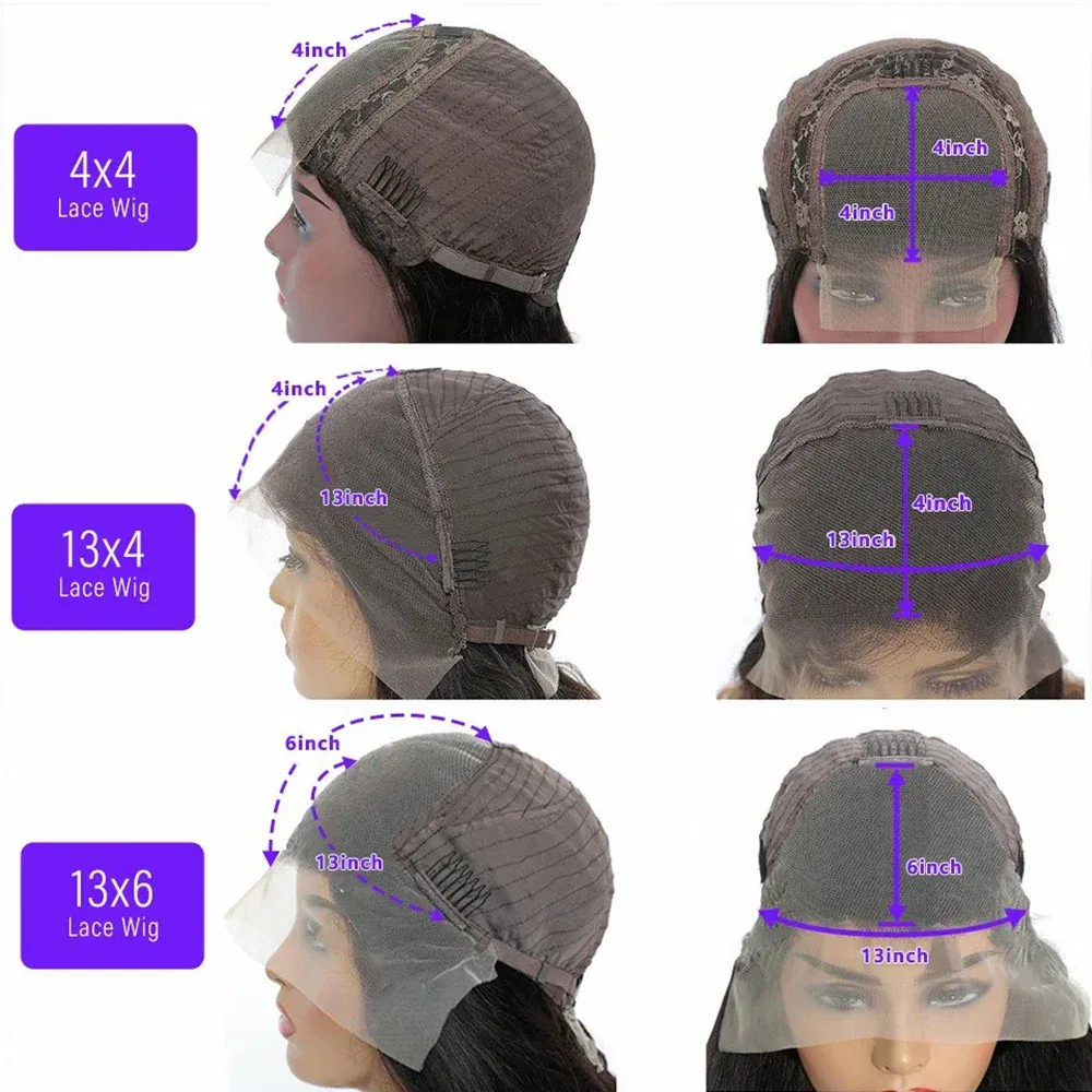 Color: #1B, Ships From: CHINA, Stretched Length: 32inches, Density: 150% - 13x6 13x4 Body Wave Glueless Wig HD Transparent Lace Front Wig Human Hair Pre Plucked Brazilian 4x4 Lace Closure Wigs For Women