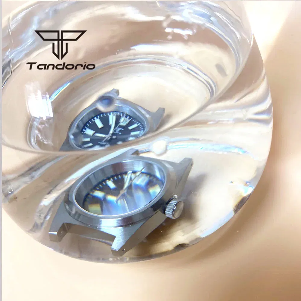 Color: grey - Tandorio Black/Blue/Green Sunburst Dial NH35A 38mm Automatic Men's Watch 200M Brushed Case AR Sapphire Crystal Rubber Strap