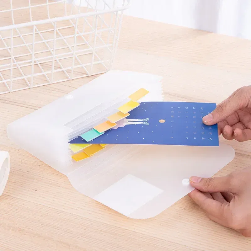 Color: black - Mini PP file organ bag Plastic multi-page office receipt document sticker bag Small organ bag