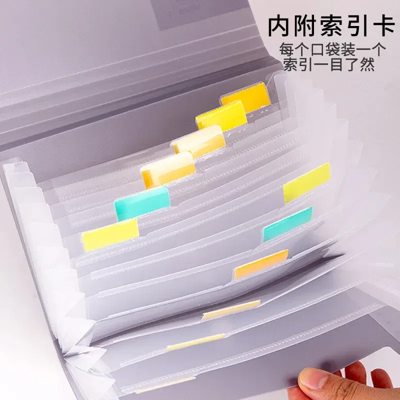 Color: black - Mini PP file organ bag Plastic multi-page office receipt document sticker bag Small organ bag