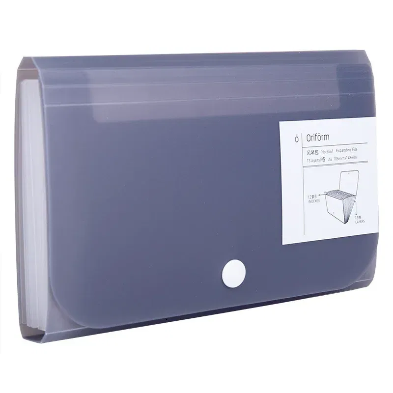 Color: black - Mini PP file organ bag Plastic multi-page office receipt document sticker bag Small organ bag