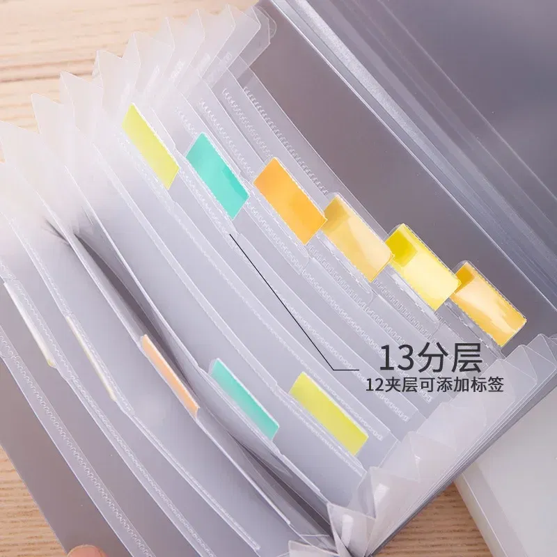 Color: black - Mini PP file organ bag Plastic multi-page office receipt document sticker bag Small organ bag