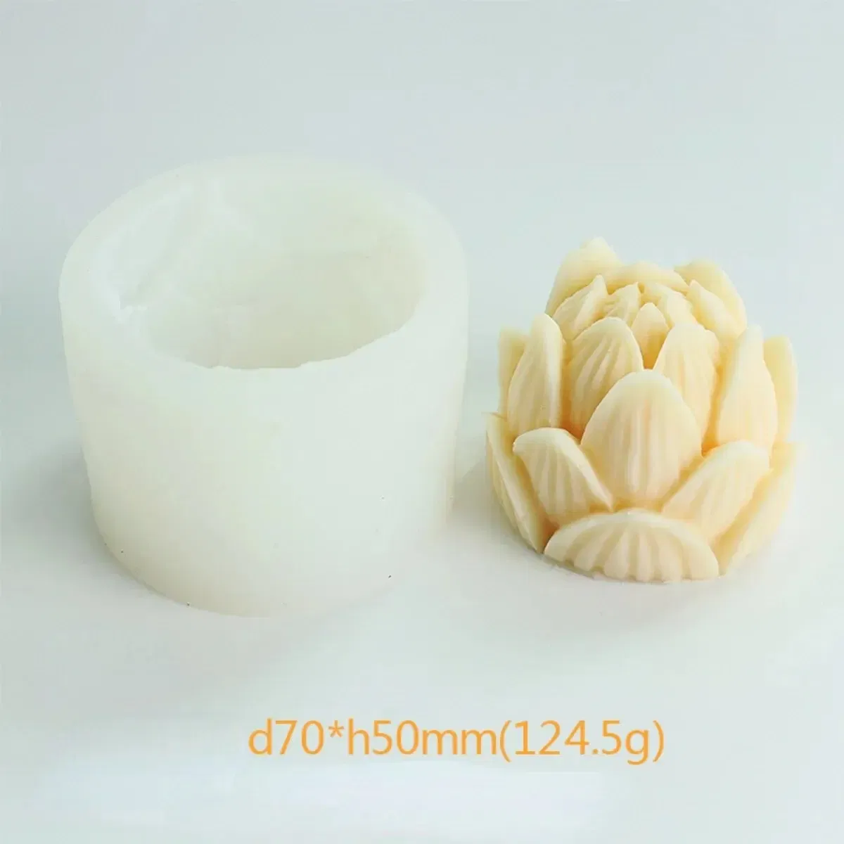 Color: Light Grey - Lotus Flower Silicone Candle Mold Sunflower Peony Multi Style Soap Resin Crystal Mould Heart Rose Chocolate Ice Making Set Gifts