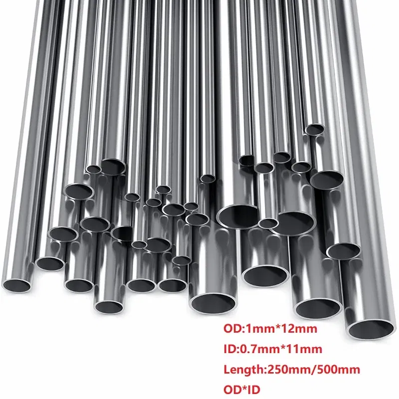 Specification: DN250, Length: 45cm - 1-10pcs 304 Stainless Steel Round Capillary Seamless Straight Tube 1mmx0.7mm 4x3mm6x4mm8x6mm10x8mm10x9mm12x11mm 250mm/500mm Long