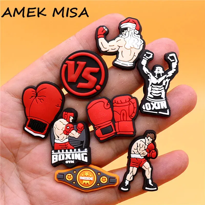 Color: Blue, Ships From: CHINA - 1Pcs Boxing Champion Style Sandals Shoe Charms Accessories PVC MMA VS One Clogs Pins Badges Shoe Clips Buckle Fit Kids