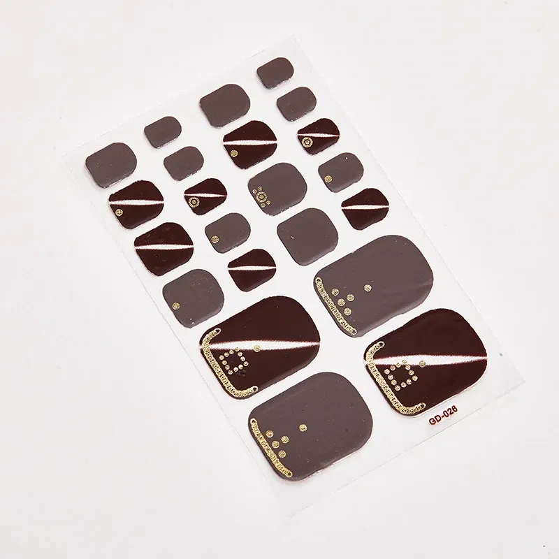 Color: Greyish Brown - 22 Tips/Sheet Full Beauty Loveliness Designed Manicure Valentines Nail Art Designer Nail Decals Novidades Nail Sticker Set