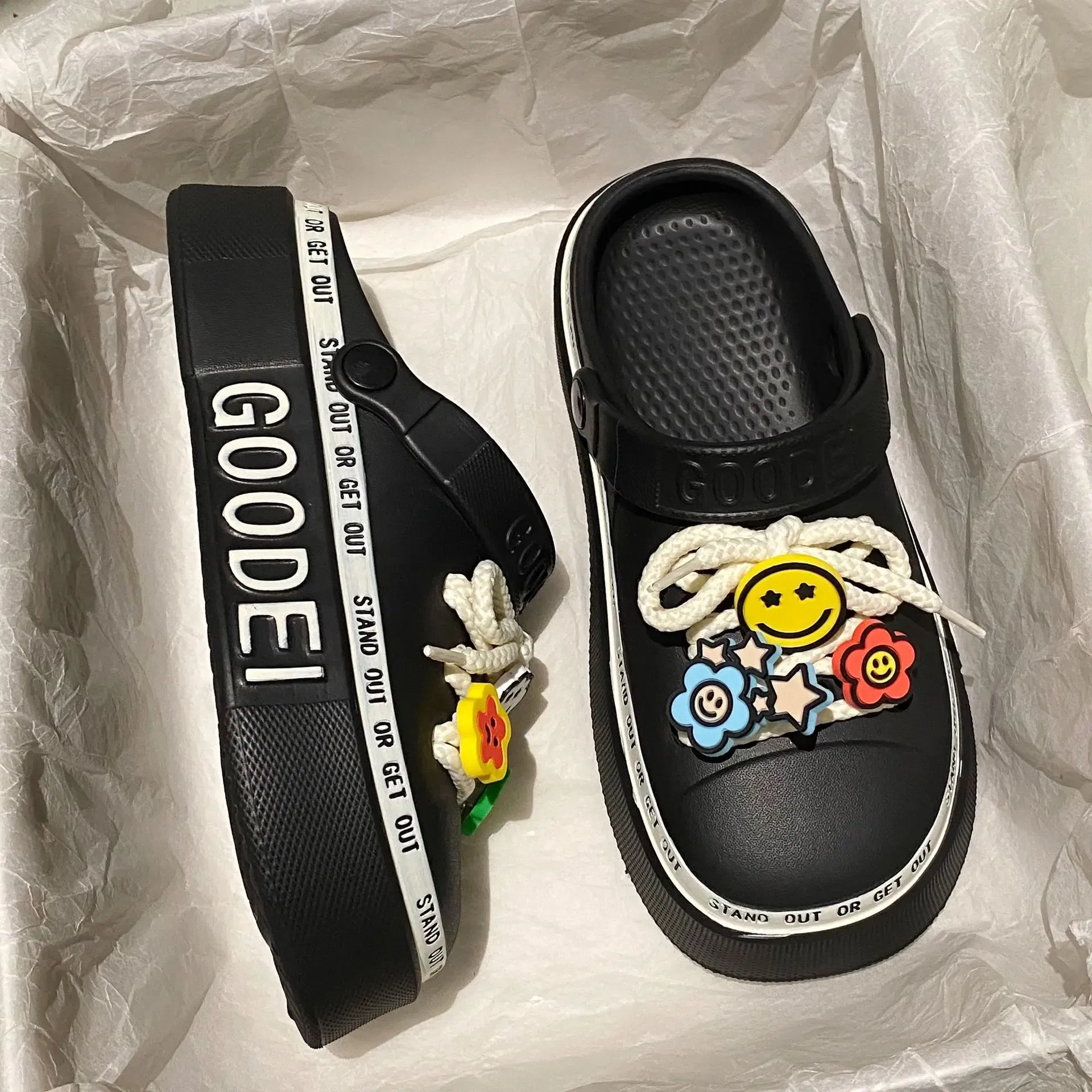 Color: black, Shoe Size: 21 - Women Sandals 2024 New Arrival Elegant Clogs Fashion Street Beach Slides Height Increasing Slippers For Girls