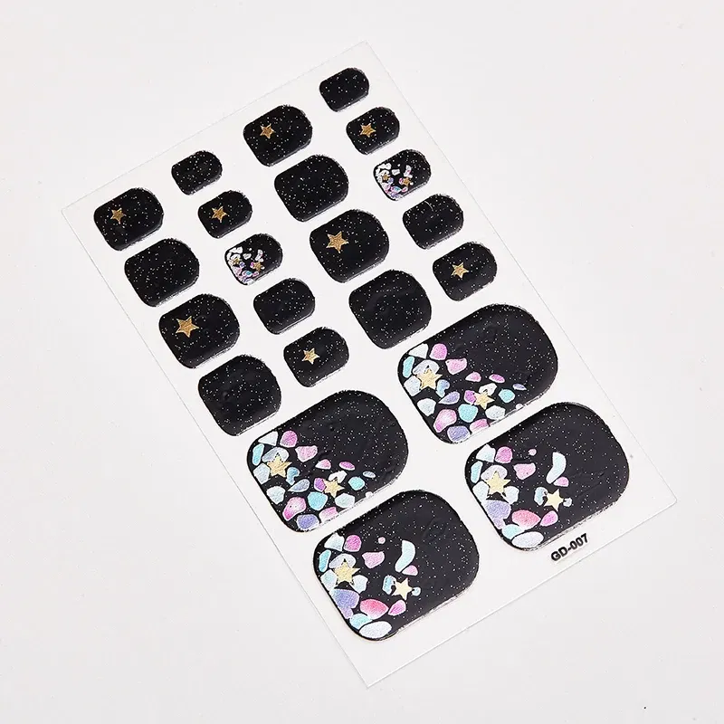 Color: GRAY - 22 Tips/Sheet Women Salon Fashion Nail Stickers Designed Full Beauty Full Cover Nail Stickers Novidades Nails Sticker Designer