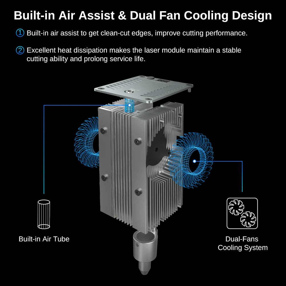 Color: Navy Blue, Size: XS, Ships From: CHINA - LASER TREE K20 20W Optical Power Laser Head with Air Assist TTL Blue Light Module for Laser Machine Cutting Engraving DIY Tools