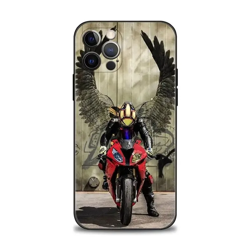 Color: Brown, Material: ABS - Moto Cross Motorcycle Sports Phone Case For iPhone 16 15 14 13 12 11 Pro Max XS X XR Plus Mini Luxury Black Soft Cover Funda