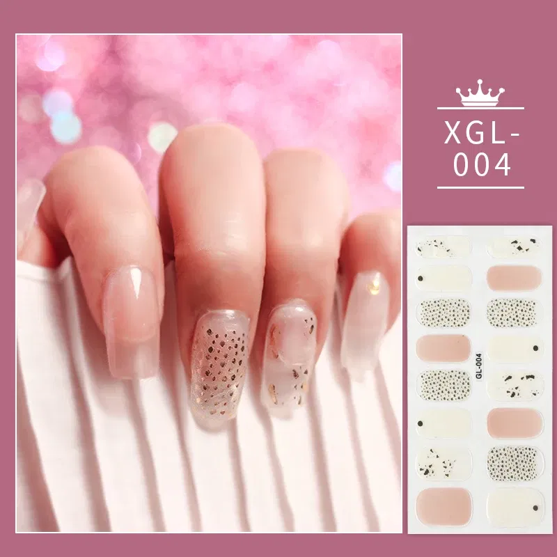Color: transparent - 1 Sheet Glitter Nail Stickers Nail Art Polish Stickers Nail Tips Nail File Adhesive Wraps Manicure Decal Strips Drop Shipping