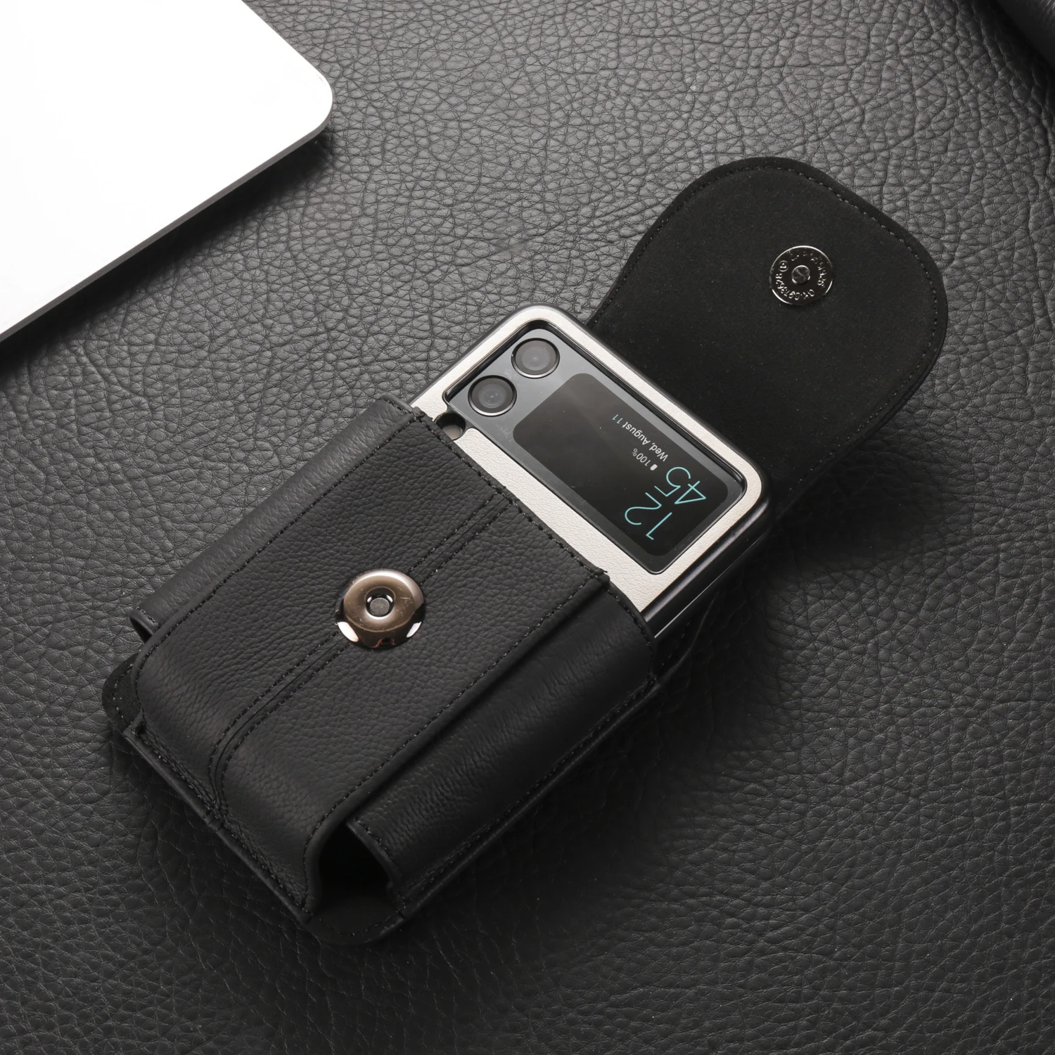 Color: black, Ships From: CHINA, Material: Microfiber - Cow Genuine Leather Belt Clip Case For Samsung Galaxy Z Flip6 Flip5 Flip4 6 5 4 3,Oppo Find N3 Flip Men Waist Bag Holster Pouch