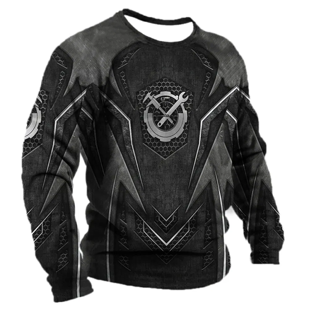 Color: Gold, Size: L - Men's T -shirt Retro T -shirt Summer clothing personalized name Mechanic mechanic 3D printing 5xl sports shirt long -sleeved