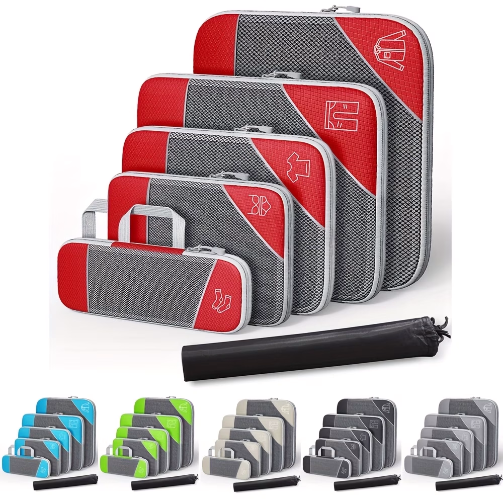 Compression Packing Cubes, Set of 6 Travel Packing Organisers – Compression Bags for Travel Luggage, Organizers for Suitcases, Travel Accessories