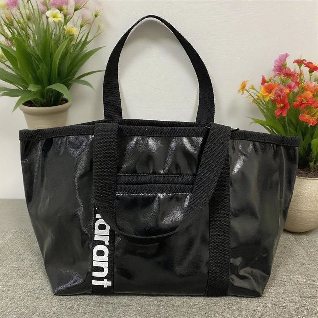 Multi-Function Mom Tote Bag - Waterproof Coated Canvas with Wipeable Interior, 10 Pockets & Key Fob