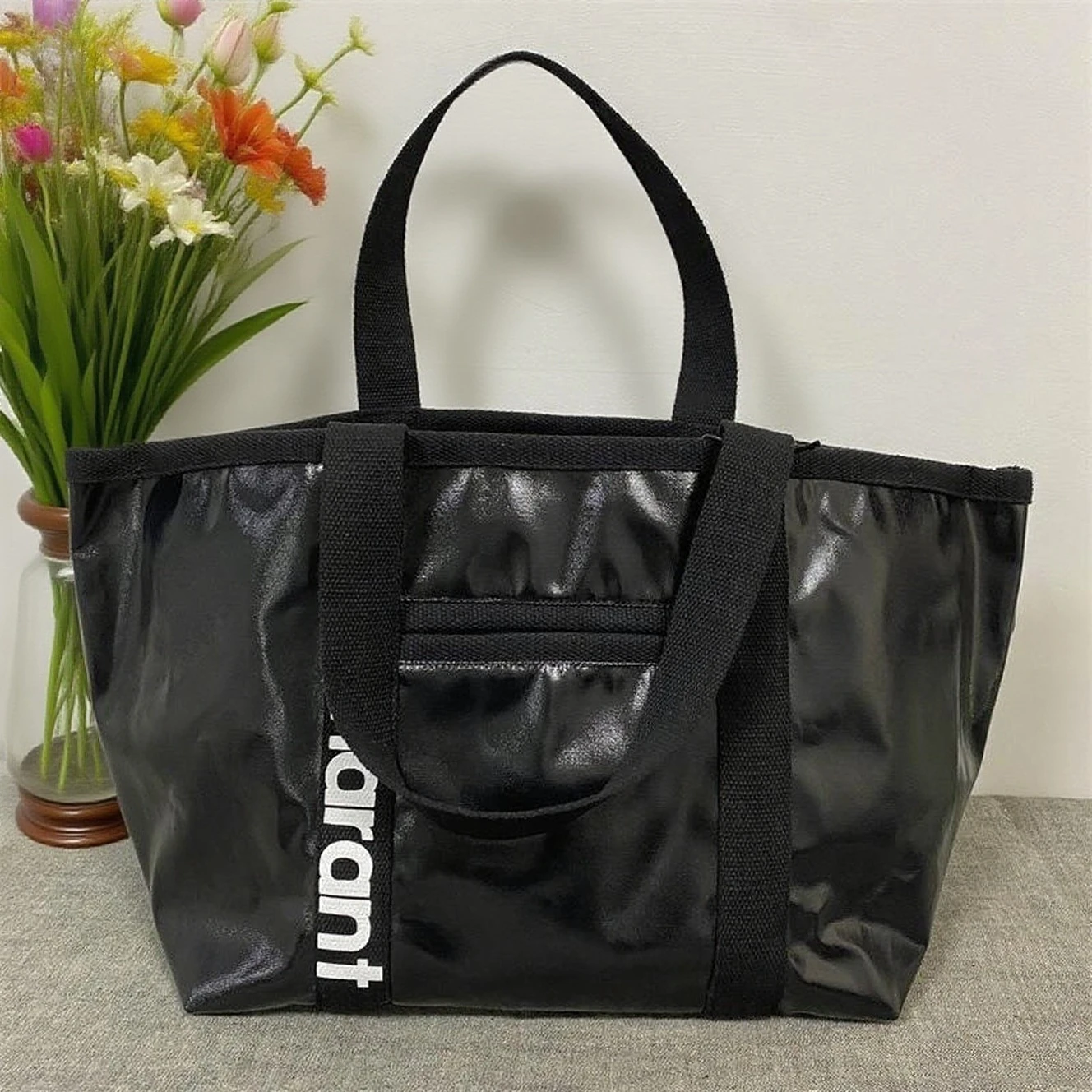 Multi-Function Mom Tote Bag - Waterproof Coated Canvas with Wipeable Interior, 10 Pockets & Key Fob