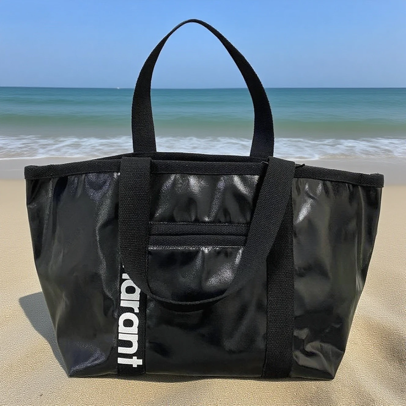 Multi-Function Mom Tote Bag - Waterproof Coated Canvas with Wipeable Interior, 10 Pockets & Key Fob