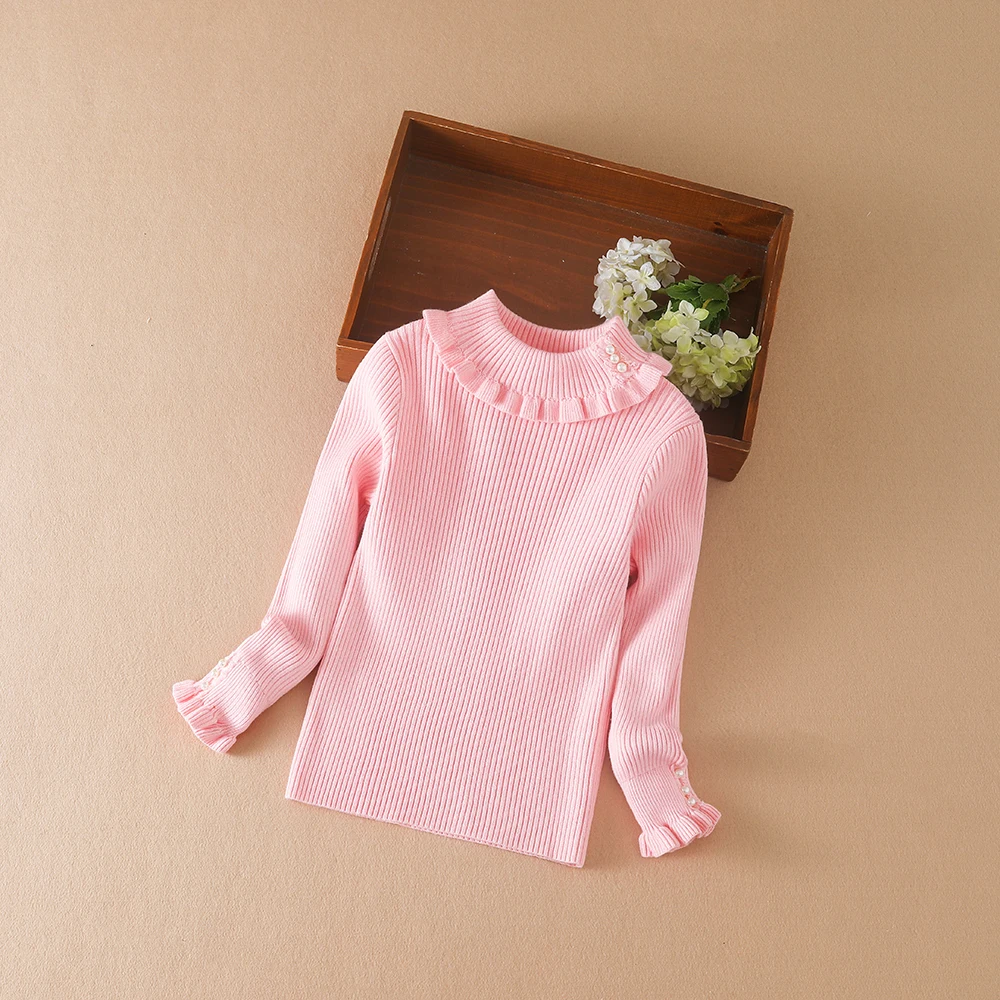 Color: Ivory, Kid Size: 8T - Girls Sweater 2025 New Winter Children Clothes Kids Tops Warm Knitwear Kids Sweater Baby Girls Turtleneck Sweaters