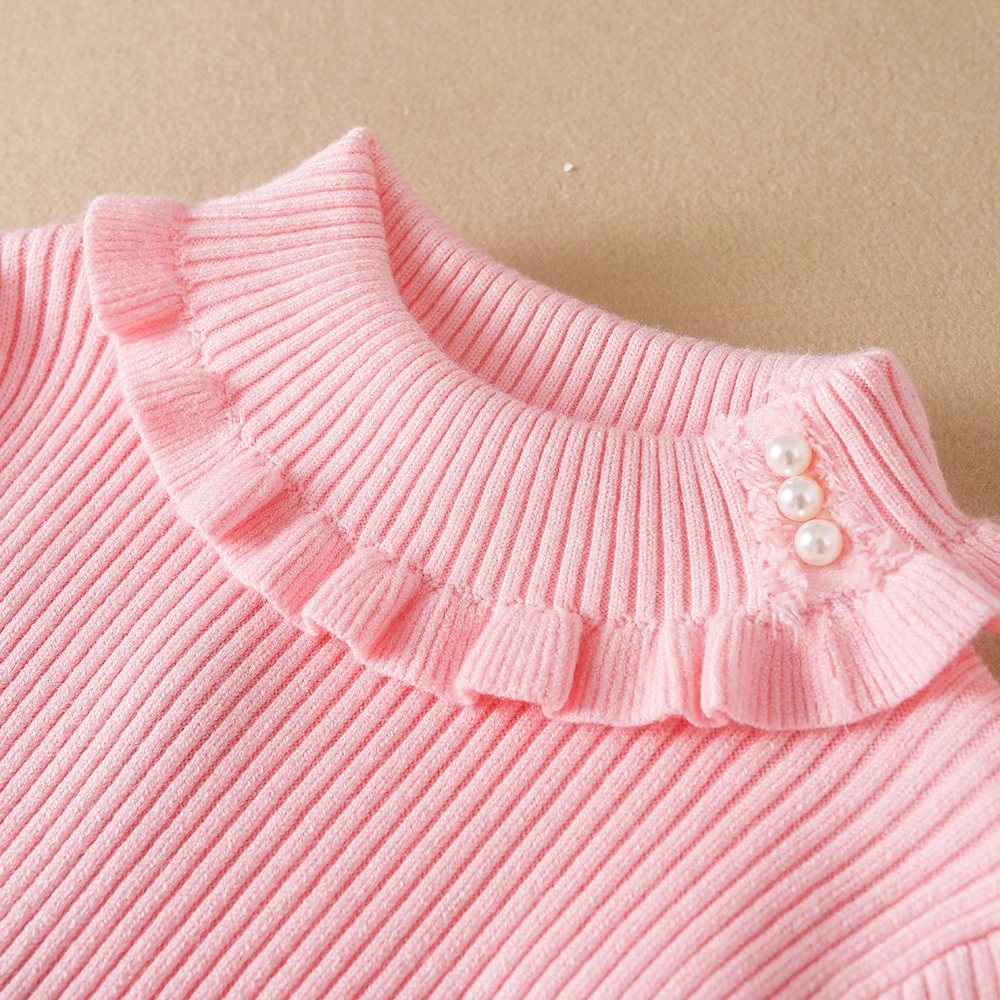 Color: Ivory, Kid Size: 8T - Girls Sweater 2025 New Winter Children Clothes Kids Tops Warm Knitwear Kids Sweater Baby Girls Turtleneck Sweaters
