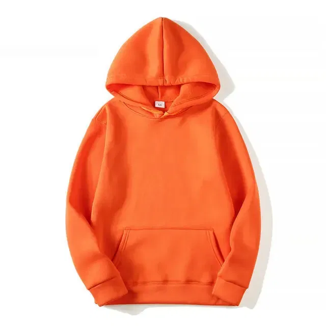 Color: Orange, Size: M - Blank Fleece Fashion Hoodies Men Pull Over Wholesale Hooded Sweatshirt Unisex Cheap Solid Hoodie In Bulk Sudaderas Con Capucha