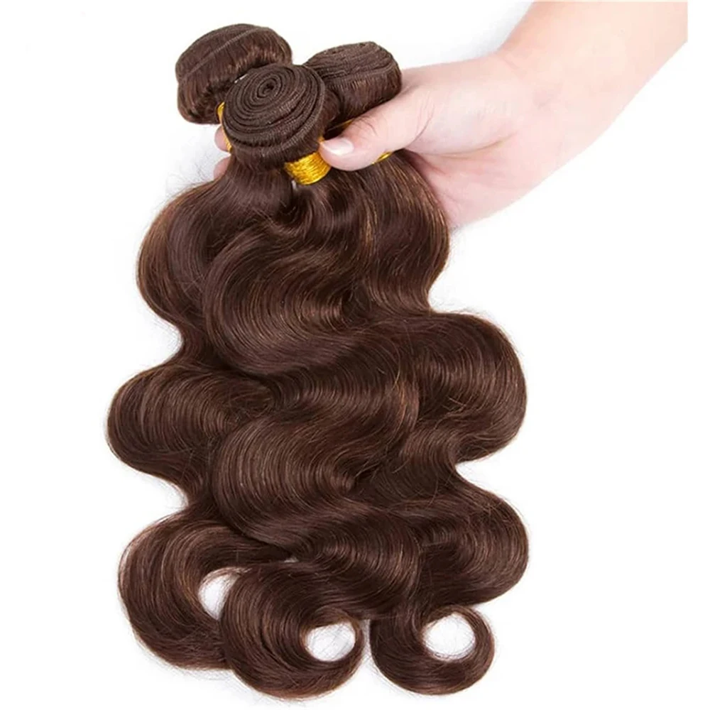 Bulk Buy: 3Pcs/Lot, Material Grade: Remy Hair, Length: 18 20 22 - Brown Body Wave Bundles 100% Human Hair #4 Colored Brazilian Remy Hair Extensions Weave 3 PCS/Lot 30 Inch Raw Human Hair Bundles