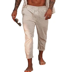 Men's Solid Color Cotton Linen Vacation Pants