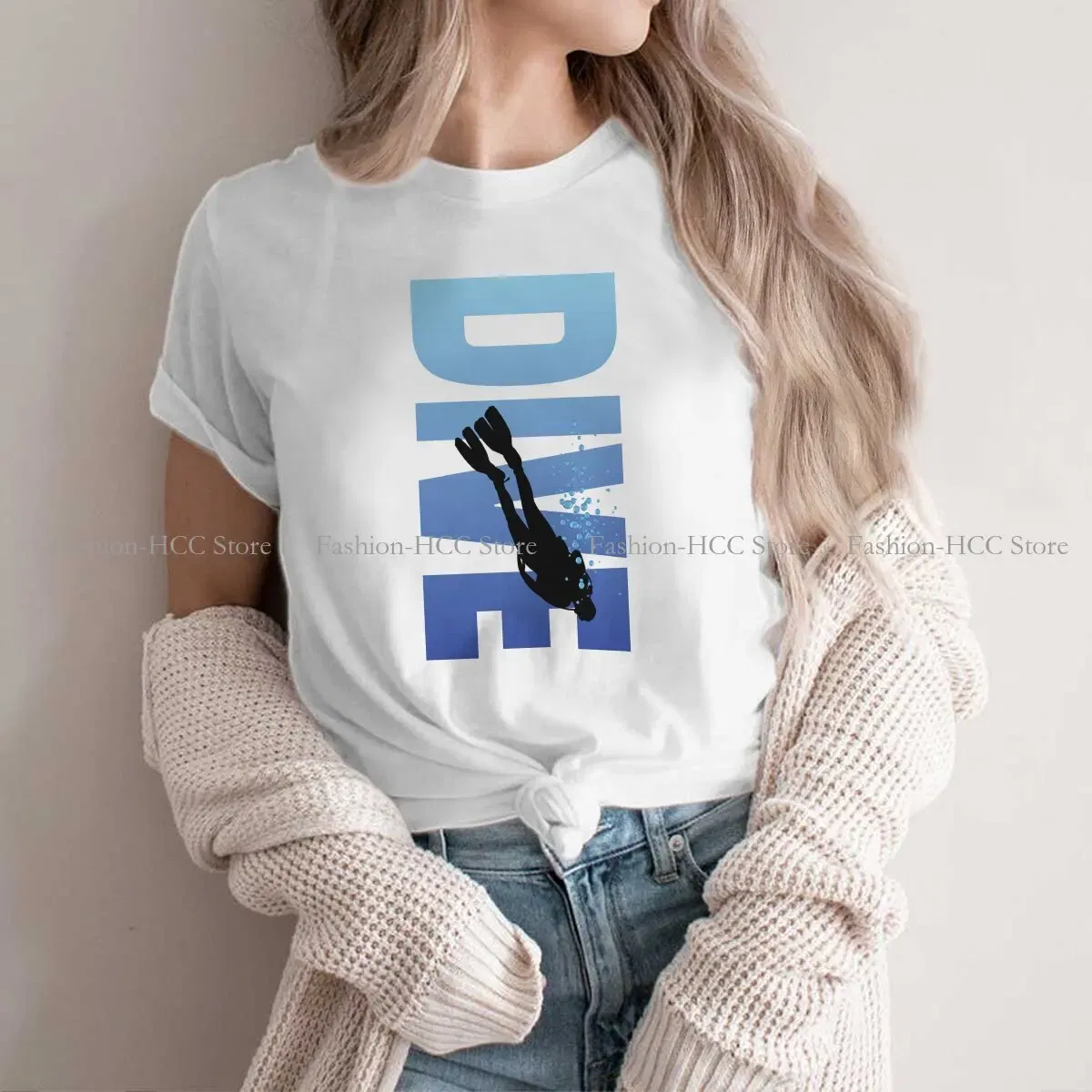 Color: WHITE, Size: XXL - Deep Blue Sea Unique Polyester TShirt Dive Scuba Diving Top Quality New Design Gift Clothes T Shirt Short Sleeve